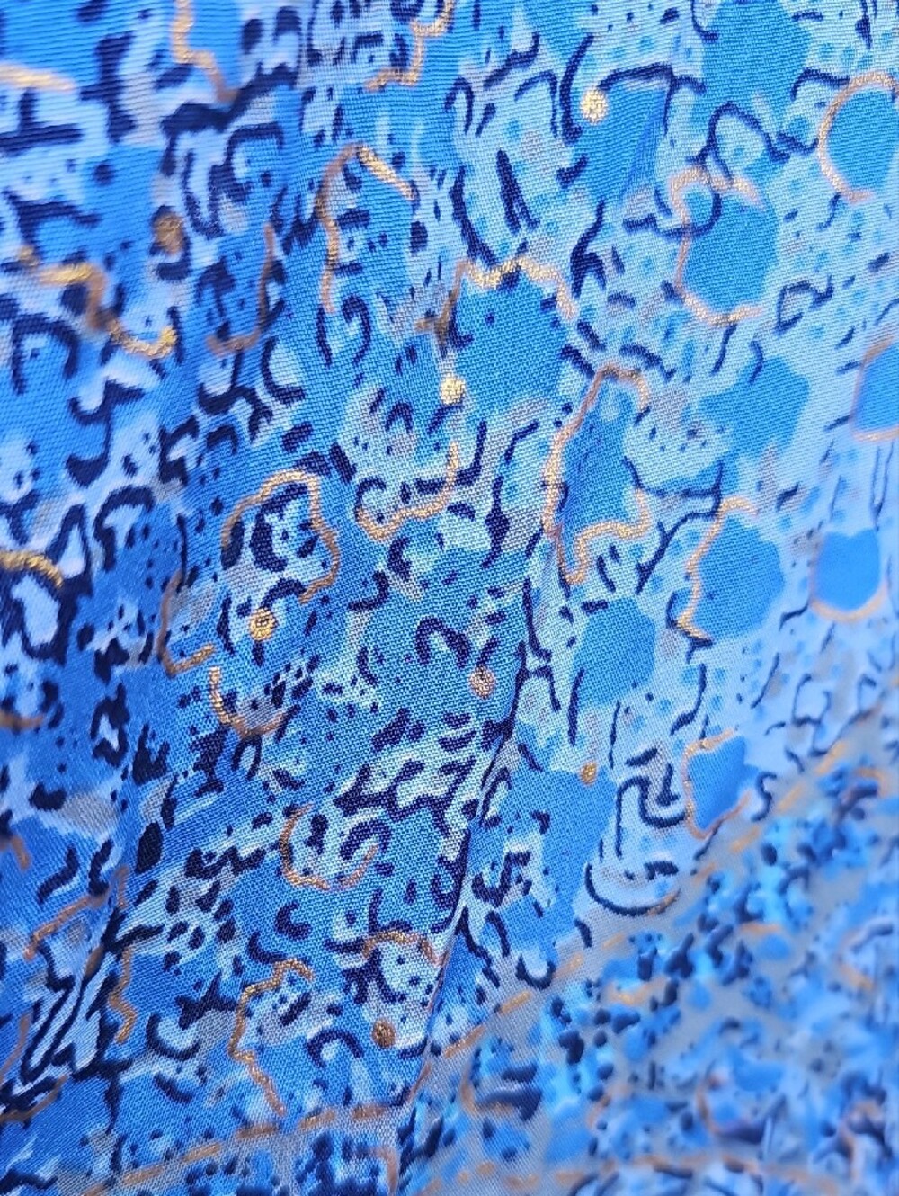 Bohemian Blue Floral SILK Maxi Dress with Red Accent - Picture 8 of 13